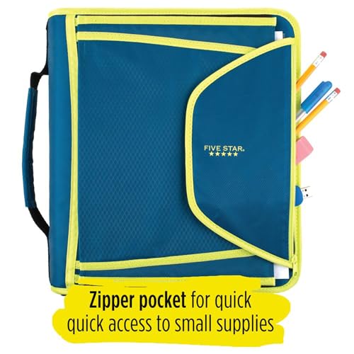 Classeur à fermeture éclair Five Star 5,1 cm avec trieur extensible bleu - 3