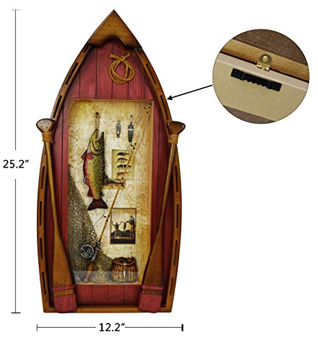 Attraction Design Wooden Boat Decor Hanging Wood Boat Decorations For Wall, Rustic Nautical Boat Decor Beach Theme Home Decoration Boat Model Home Decor For Bathroom Bedroom Lake House Decoration #TOP5
