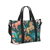 Mexpekil Sac de voyage imperméable Grand sac de sport week-end nuit bagage à main sac de transport pour avion aquarelle cheval motif floral taille unique, Aquarelle, cheval, motif floral, Taille