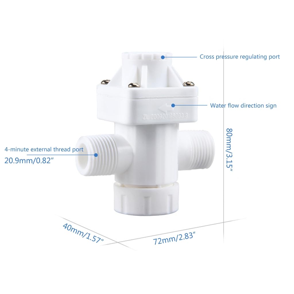 XAGMODSHN Plastic Water Pressure Regulator 1/2in 3/8in 1/4in Water Pressure Reducing Valve for Reverse-Osmosis Water Purifier