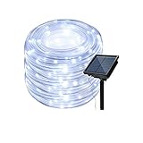 IMAGE 8 Modes Solar Rope Lights Outdoor String Lights 78.7Foot 20M Waterproof 200LED for Indoor Outdoor Garden Party Patio Lawn Decor White Color