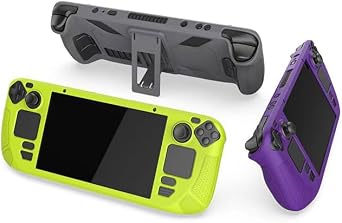 Silicone Case for Steam Deck Protective Skin with Stand Soft and Flexible Portable Game Console Case (Yellow)