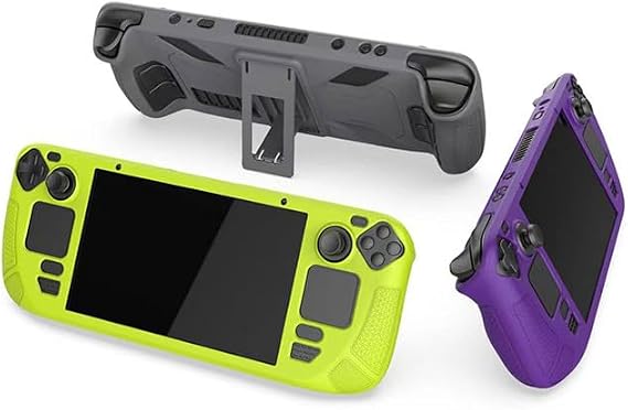 Silicone Case for Steam Deck Protective Skin with Stand Soft and Flexible Portable Game Console Case (Yellow)