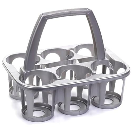 Acan Tradineur - Portabotellas de plástico, 6 Botellas, Transportar Bebidas, refrescos, Resistente (PP), Fabricado en España (Plata - 28 x 34 x 25,5 cm)