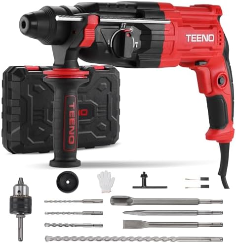 TEENO Marteau Perforateur Filaire SDS Plus 950W avec 17 Accessoir...