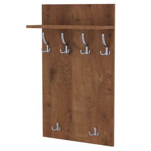AKKE Maxi Appendiabiti Ingresso Moderno da Parete Muro Guardaroba 100cm x 60cm Rovere Antico/Cro.