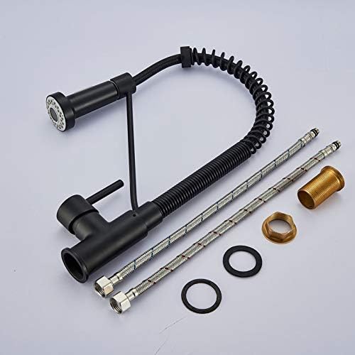 Kitchen Sink Faucet for Bar Farmhouse Commercial, Black Pull Down Kitchen Sink Faucet, Single Lever Stream Sprayer Kitchen Spout with Bracket, Deck Mount Kitchen Mixers, Kitchen Tap(Brushed Nickel)