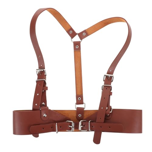 Punk Style Wide Waist Belt for Women Adjustable Vintage Corset Belt with Harness Details for Dresses and Skirts Elastic Brown Waist Corset for Casual Outfits