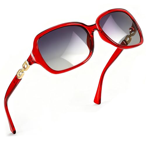 Image of SIPHEW Polarized Sunglasses for Women | Vintage Square Sunglasses w UV400 Protection | Womens Wraparound Shade