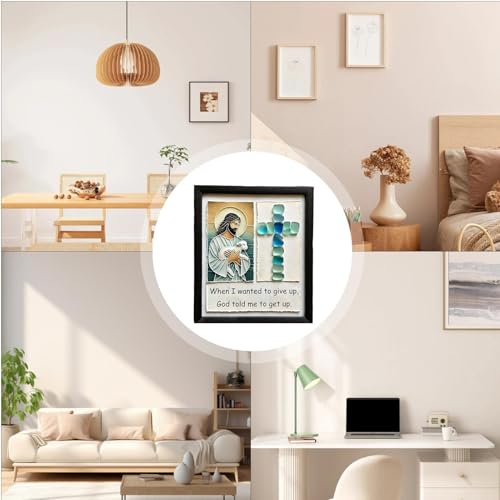 Arte de pared cristiano enmarcado de madera con diseño de mar inspirador 4