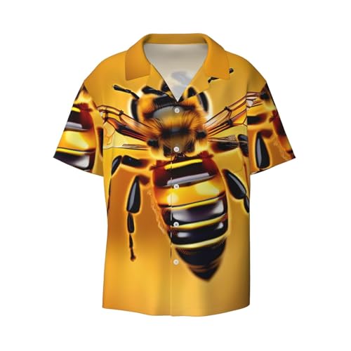 Chemise courte imprimé abeilles coupe classique homme en coton léger