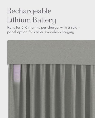 Image of Graywind Motorized Curtains with Track, Room Darkening Smart Curtains, Rechargeable Curtains Compatible with Alexa & Remote Control for Large Windows, Custom Drapes Up to 220 inch, Echo (Ash)