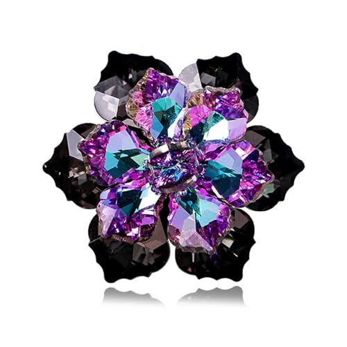 Image of Elegant Rhinestone Flower Brooch Pin for Women Handmade Shiny Crystal Snowflake Cherry Blossom Brooches Lapel Pins Dress Accessories Anniversary Wedding Jewelry