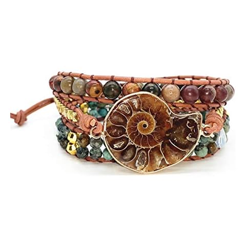 YGLINE Natural Stone Bracelet 5 Wraps Bracelet Handmade Blue Color Boho Bracelet for Women Bracelet Cover