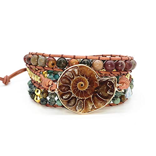 Image of YGLINE Boho Handmade Wrap Leather Tube Crystal Stone Bracelet for Women