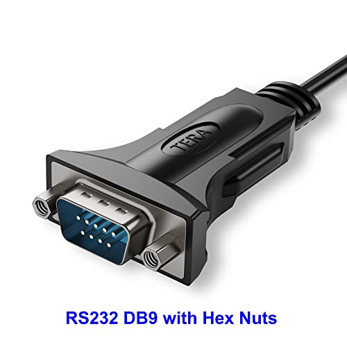 Tera Grand - USB C to RS232 Serial DB9 Adapter Cable with Hex Nuts and FTDI chipset, Supports Windows 11, 10, 8, 7, Vista, XP, 2000, 98, Linux and Mac, 6 Ft