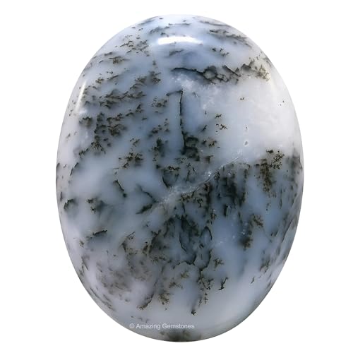 Image of Amazing Gemstone Dendrite Opal Crystals and Healing Stones - Large Palm Stone Crystals Piedra - Crystal for Good Luck, Balanced Positive Energy, Meditation - Unique Stocking Stuffers, Gifts for Women