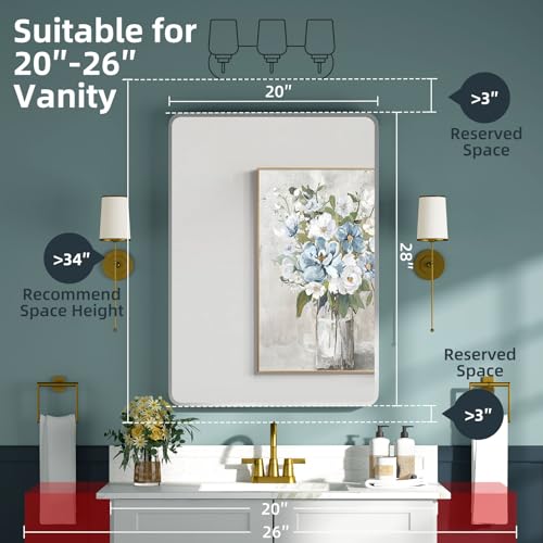 YTSMIR Medicine Cabinet 20 x 28 Inch, Silver Bathroom Medicine Cabinet with Mirror,Metal Beveled Mirror, Adjustable Shelves, Recessed or Wall Mount, Sturdy & Solid, Bathroom Mirror with Storage by YTSMIR - Image 2