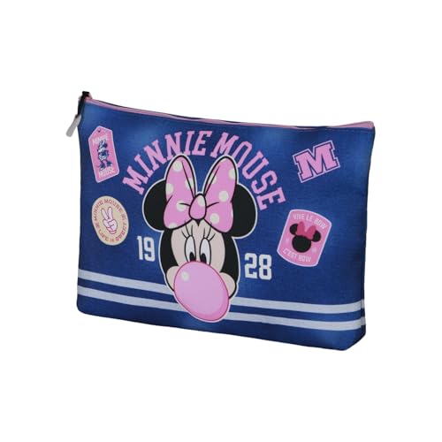 Disney Minni Mouse Varsity-Borsa da Toilette Pochette Soleil, Blu, 30 x 22 cm