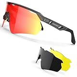 HAAYOT Polarized Cycling Glasses for Men Women,Sports Sunglasses with 3 Lenses,Baseball Fishing Runn