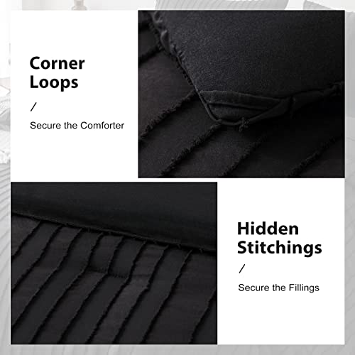 Warmdern Black Boho Twin Comforter Set Tufted Striped Comforter Set Microfiber Bedding Comforter Sets Lightweight And Fluffy Comforter For All Season 5 Pc Bed In A Bag(Twin, Black) #TOP3