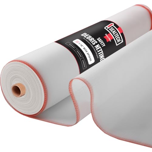 SEALTECH Heavy Duty Safety Debris Netting Rolls - Fire Retardant,1/16" Mesh roll, for Scaffold Enclosure, Visibility Barrier, for Construction & Agricultural Use. (White-10 ft X 100 ft)