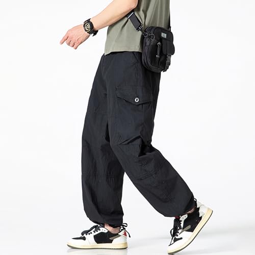 XYXIONGMAO Men's Multi Pocket Black Baggy Streetwear Sweatpants Casual Tactical Pants Hip Hop Loose Techwear Cargo Pants2