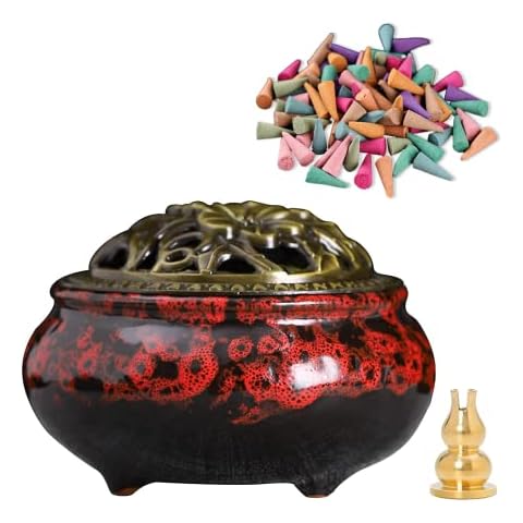ZZQFHBH Räuchergefäß, Räuchergefäß Keramik Mit Deckel Cover
