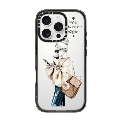 CASETiFY CpNg iPhone 16 Pro P[X [X / 2.5m̗NA (MILKi4{) / CX[dɑΉ] - Girl and coffee - NA ubN