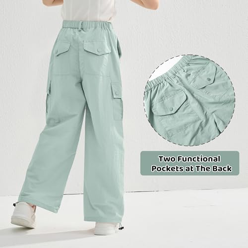 Image of Rolanko Parachute Pants for Girls Y2K Cargo Trousers with Pockets Harajuku Jogger Pants Kids 4-14 Years