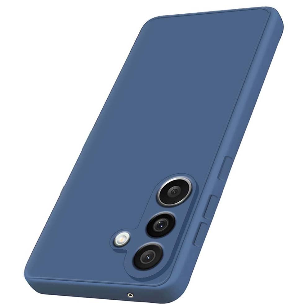 Image of Fashionury Liquid Silicon Back Cover for Samsung Galaxy M56 5G | Camera Protection | Anti-Fingerprint | Inner Velvet Fabric | Ultra Slim Case (Blue)