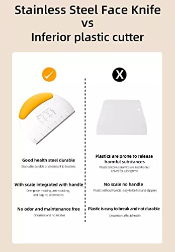 Image of Dough Pastry Cutter Stainless Steel Pizza Scraper Icing Smoother Blade, Rubber Anti-Slip TPR Handle