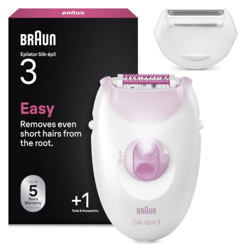 Braun Silk-épil 3 Épilateur Filaire Femme pour Épilation Rasoir et Tête de Tondeuse 3-031 Rose