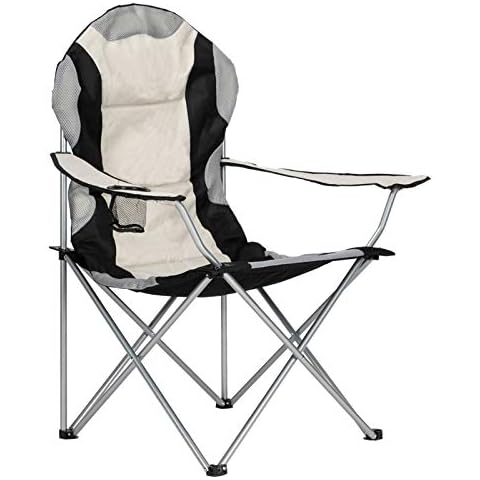 Guangshuohui Camping Folding Chair,Portable Folding Chair with Arm Rest Cup Holder and Carrying and Storage Bag for Outdoor, Camp, Indoor, Patio, Supports 330lbs (Grey Black, Modern) Cover