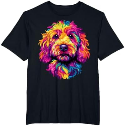 Colorful Goldendoodle Face Golden Doodle Dog Lover Black T-Shirt