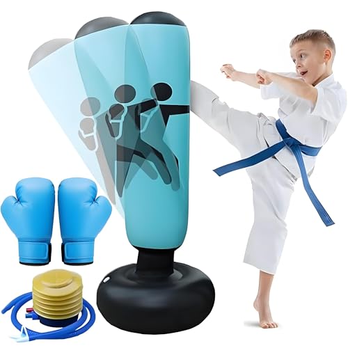 Boxsack Kinder, 160 cm Aufblasbarer Boxsack inklusive Boxhandschuhen und Luftpumpe, geeignet für Jungen und Mädchen ab 6 Jahren zur Verwendung in Innenräumen, im Freien und im Fitnessstudio Boxsack Kinder, 160 cm Aufblasbarer Boxsack inklusive Boxhandschuhen und Luftpumpe, geeignet für Jungen und Mädchen ab 6 Jahren zur Verwendung in Innenräumen, im Freien und im Fitnessstudio