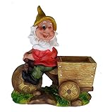 Design Zwerg mit Blumentopf NF 15156-2 Fahrrad XL 36 cm Hoch Deko Garten Gartenzwerg Figuren DekorationDesign - 3