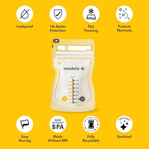 medela easy pour breastmilk storage bags 100 count 7oz210ml disposable leakproof fast freeze breast milk protection recyclable amp bpa free