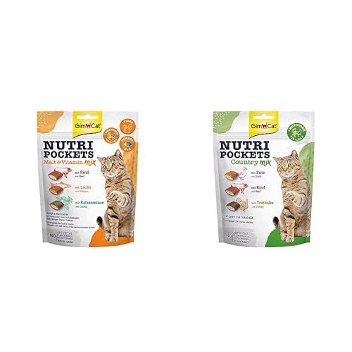 GimCat Zestaw 6produkty Nutri Pockets Malt & Vitamin Mix 3x150g + Nutri Pockets 3x150g