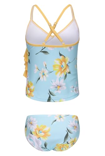 Girls Tankini Swimsuits Two Piece Bathing Suit Hawaiian Ruffle Swimwear Set for Kids Girls 3-16 Years2