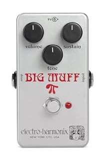 The authentic V2 Violet Ram’s Head Big Muff in a nano-sized chassis Effect status LED True bypass Vintage look and graphics 9V battery included, also accepts optional EHX 9.6VDC-200mA power supply