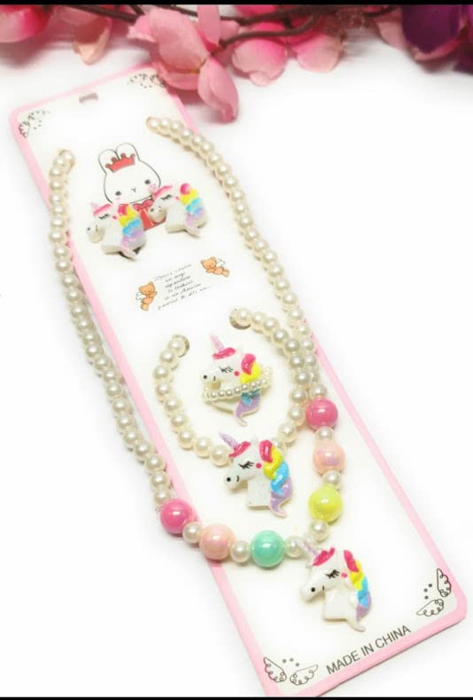 TERA 13 Cutest Fashion Unicorn Necklace For Girls (1 Set 4 Pcs), Bracelet, Hair Clip Etc, Kids Fashion Accessories, Birthday Return Gifts 3
