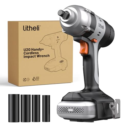 Image of LiTHELi 20V Cordless Impact Wrench Kit with 2.0Ah Battery, 1 /2 inch Hog Ring Impact Gun, Max 295ft-lbs & 3000IPM, 5 Torque Settings, 4 Sockets for Car Tire, Home Garage & DIY (Charger Not Included)