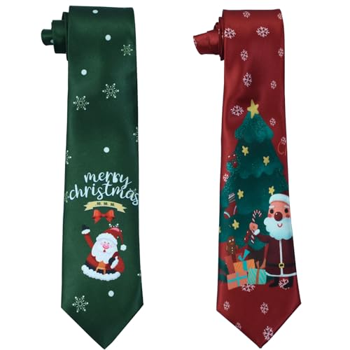 Weihnachts-Krawatte, Weihnachtsmann-Krawatte, Herren-Krawatte, Schneeflocken-Krawatte, festliche Cheer, Party, geheimes Geschenk für Weihnachtsfeier, Kostüm, geheime lustige...