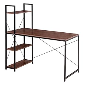 WOLTU TSB01sdc Bureautafel industrieel in spaanplaat en staal,computertafel kantoortafel 120x64x120cm,Bruin+Zwart