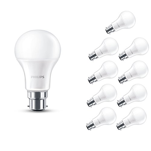 Philips Ampoule LED 230 V avec culot B22 14 W Blanc chaud surface effet givré, Lot de 10, B22 230 volts