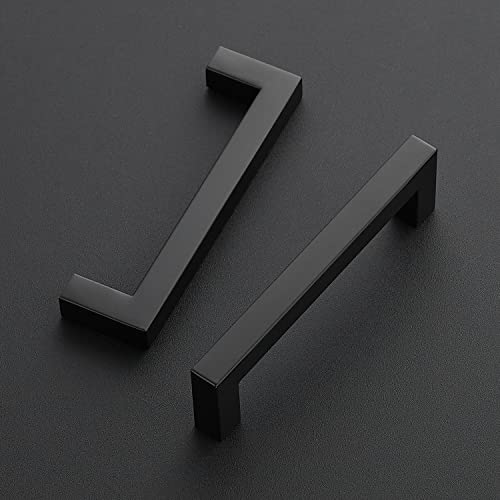 Image of Ravinte 3 Pack 4-1 /2 Inch Kitchen Square Cabinet Handles Matte Black Pulls Black Drawer Pulls Kitchen Cabinet Hardware Handles
