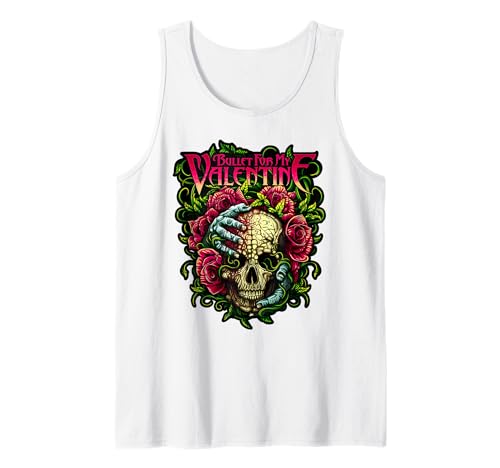 Funny Bullet My Valentine Skull Roses and Red Blood Horror Tank Top