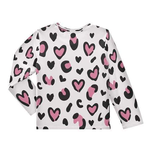 Boys Rash Guard Swim Shirt Long Sleeve UPF+ 50 Sun Shirts Quick Dry Shirt Leopard Print Hearts for Toddler Kids2