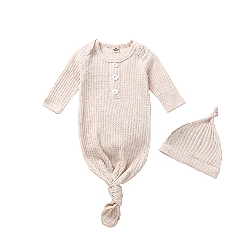 Image of CIYCUIT Knotted Baby Gowns Newborn Coming Home from Hospital Outfit